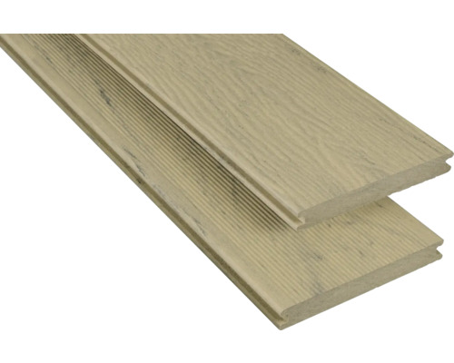 Échantillon lame de terrasse Konsta en bois composite Masivo profilé plein mat 20x145 mm (au mètre à partir de 1000 mm jusqu'à 6000 mm max.) sable