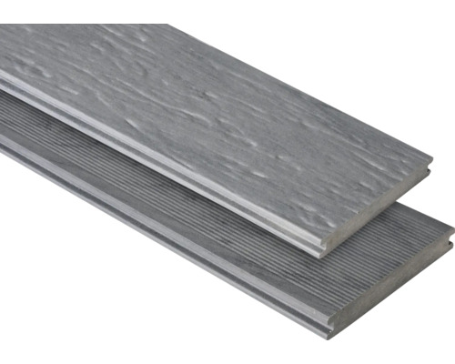 Échantillon lame de terrasse Konsta en bois composite Masivo profilé plein mat 20x145 mm (au mètre à partir de 1000 mm jusqu'à 6000 mm max.) gris foncé