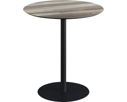 Terrassentisch Urban Tropical Wood rund Aluminium, HPL Ø 70 cm schwarz