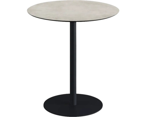 Table de terrasse Urban Moonstone ronde acier inoxydable, HPL Ø 70 cm noir