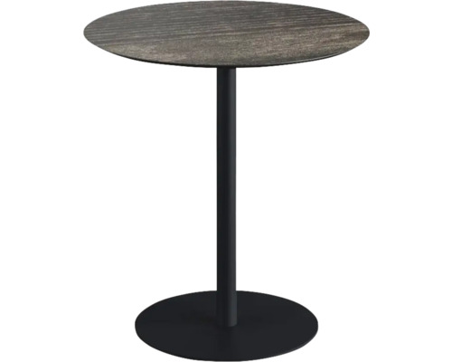 Table de terrasse Urban Riverwashed ronde acier inoxydable, HPL Ø 70 cm noir