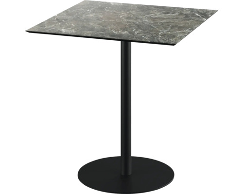 Table de terrasse Urban Galaxy Marble carrée acier inoxydable, HPL 70×70×73,2 cm noir