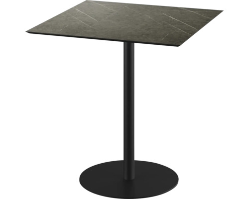 Terrassentisch Urban Midnight Marble eckig Edelstahl, HPL 70×70×73,2 cm schwarz