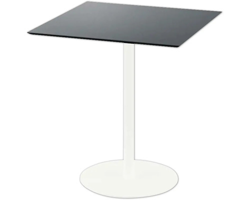 Table de terrasse Urban carrée acier inoxydable, HPL 70×70×73,2 cm blanc