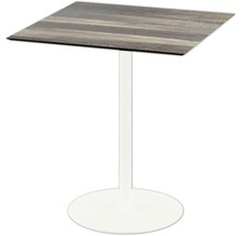 Quadratischer Stehtisch mit Holzoptik und Metallfuß