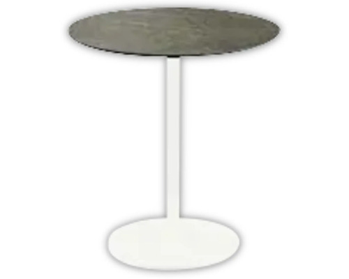 Table de terrasse Urban Midnight Marble ronde acier inoxydable, HPL Ø 70 cm blanc