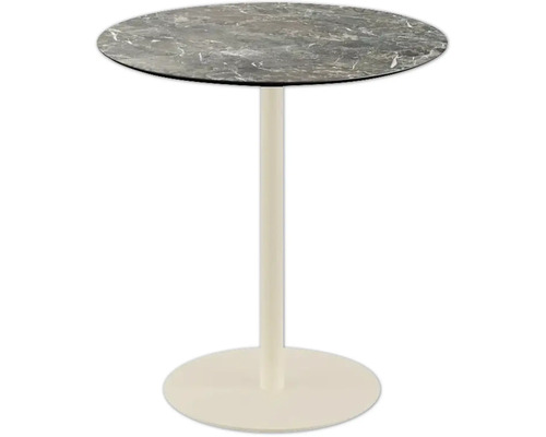 Table de terrasse Urban Galaxy Marble ronde acier inoxydable, HPL Ø 70 cm sable