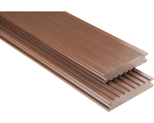 Échantillon lame de terrasse Konsta en bois composite Masivo profilé plein lisse 26x145 mm (au mètre à partir de 1000 mm jusqu'à 6000 mm max.) marron