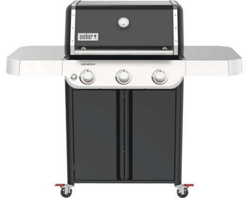 Barbecue à gaz Weber Genesis avec trois brûleurs, affichage de la température et tablettes latérales