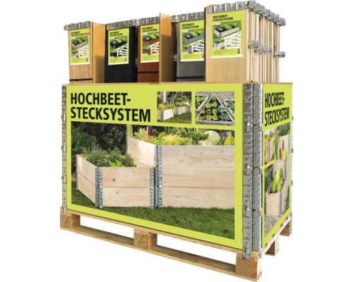 Hochbeet Stecksystem auf einer Palette für den Transport