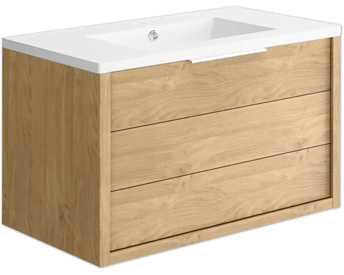 Waschtischunterschrank mit drei Schubladen und Waschbecken