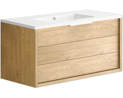 Waschtischunterschrank mit drei Schubladen und Aufsatzwaschbecken