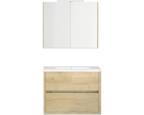 Ensemble de meubles de salle de bains avec armoire de toilette, lavabo et meuble sous-vasque