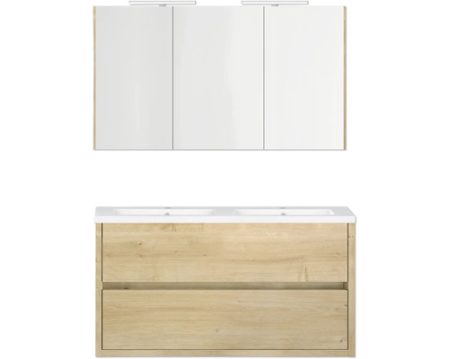 Ensemble de meubles de salle de bains Allibert Sense lxhxp 120,5 x 65 x 46,2 cm couleur de façade chêne arlington avec vasque double