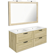 Ensemble de meubles de salle de bains avec meuble sous-lavabo, double vasque et miroir