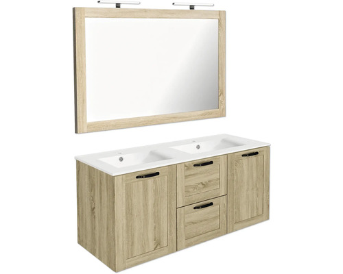 Badmöbel-Set Allibert Cambridge BxHxT 121 x 80 x 46,5 cm Frontfarbe eiche hamilton mit Doppelwaschtisch