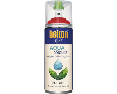 Peinture en bombe aérosol Belton Free PU Ral 3000 rouge feu brillante 400 ml