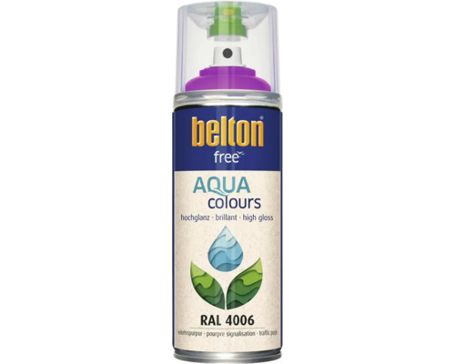 Peinture en bombe aérosol Belton Free PU Ral 4006 pourpre signalisation brillante 400 ml