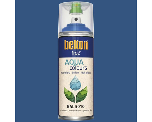 Peinture aérosol Belton Free Aqua Colors avec code couleur RAL 5010