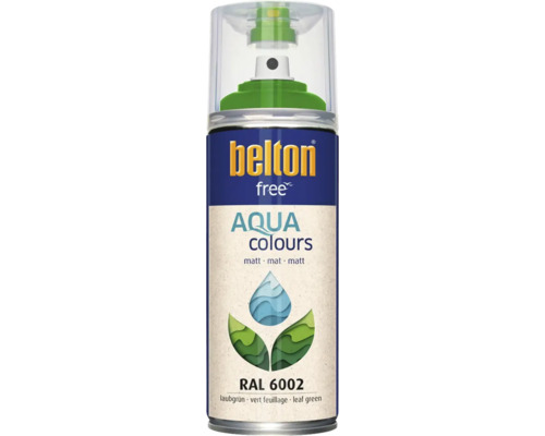 Belton Free Aqua Colours peinture aérosol, teinte RAL 6002 vert feuille