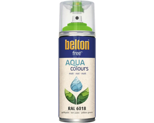 Peinture en bombe aérosol Belton Free PU Ral 6018 jaune vert mate 400 ml