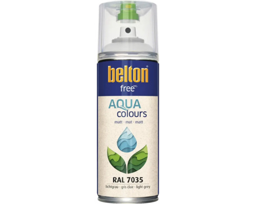 Bombe de peinture Belton Free Aqua, teinte RAL 7035 gris clair, mat