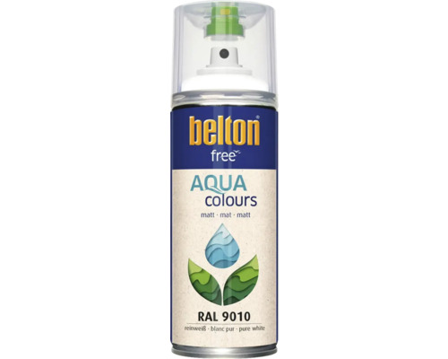 Belton Free Aqua peinture aérosol, RAL 9010 blanc pur