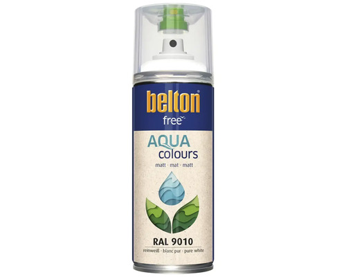 Belton Free Aqua peinture aérosol, teinte blanc pur RAL 9010, mat