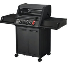 Barbecue à gaz noir avec tablettes latérales et armoire basse