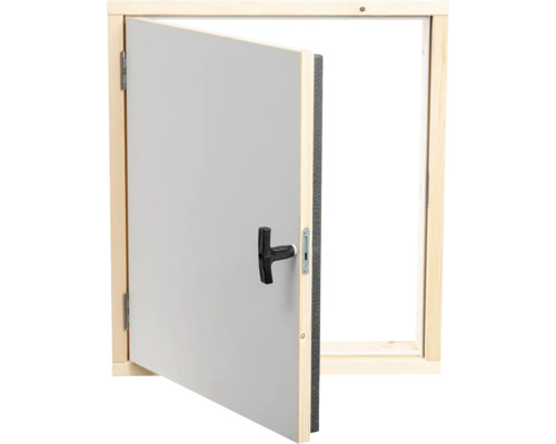 Revisionstür mit T-Griff in Holzrahmen