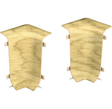 Zwei Sockelleisten-Eckstücke aus Holz