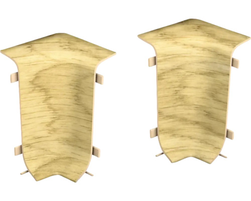 Zwei Sockelleisten-Eckstücke aus Holz