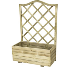 Holzpflanzkasten mit Rankgitter für den Garten