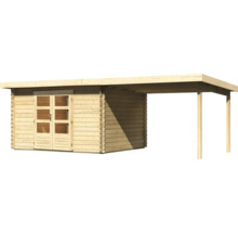 Blockbohlenhaus Karibu Noorvik 7 mit Schleppdach 3 m 674 x 333 cm natur