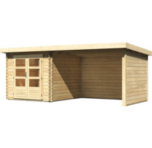 Blockbohlenhaus Karibu Noorvik 4 mit Schleppdach 3 m, Rück- und Seitenwand 554 x 333 cm natur