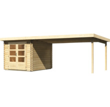 Blockbohlenhaus Karibu Noorvik 4 mit Schleppdach 4 m 654 x 333 cm natur