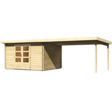 Blockbohlenhaus Karibu Noorvik 7 mit Schleppdach 4 m 774 x 333 cm natur