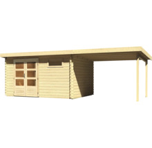 Chalet de jardin en madriers Karibu Noorvik 8 avec toit en appentis 3 m 704 x 333 cm naturel