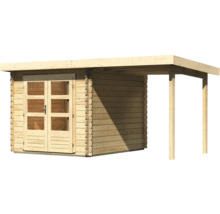 Gartenhaus aus Holz mit Doppeltür und Anbau