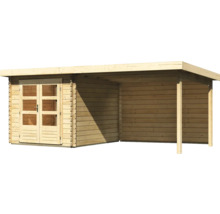 Abri de jardin en bois avec double porte et auvent