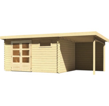 Gartenhaus Karibu Noorvik 8 inkl. Anbaudach 2 m, Rückwand 604,5 x 333 cm natur