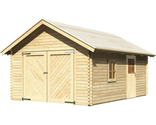 Abri de jardin en bois avec double porte et porte simple