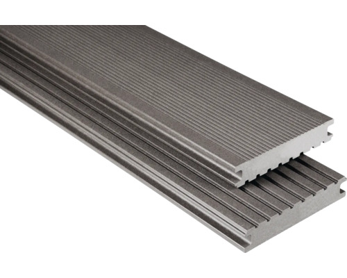Échantillon lame de terrasse Konsta en bois composite Masivo profilé plein mat 26x145 mm (au mètre à partir de 1000 mm jusqu'à 6000 mm max.) gris-marron