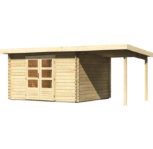 Blockbohlenhaus Karibu Noorvik 7 mit Schleppdach 2 m 574 x 333 cm natur