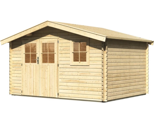 Abri de jardin en bois avec double porte et fenêtres