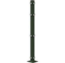 Poteau d'angle 60x60/1080 mm avec plaque d'assise pour clôture hauteur 103 cm RAL 6005 vert mousse