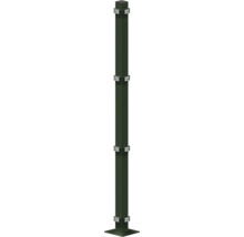 Poteau d'angle 60x60/1280 mm avec plaque d'assise pour clôture hauteur 123 cm RAL 6005 vert mousse