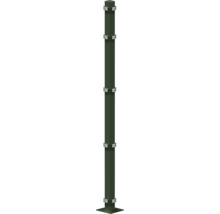 Poteau d'angle 60x60/1480 mm avec plaque d'assise pour clôture hauteur 143 cm RAL 6005 vert mousse