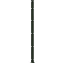 Poteau d'angle 60x60/1880 mm avec plaque d'assise pour clôture hauteur 183 cm RAL 6005 vert mousse