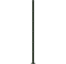 Poteau d'angle 60x60/2480 mm avec plaque d'assise pour clôture hauteur 243 cm RAL 6005 vert mousse